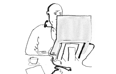 Illustration Man at Computer