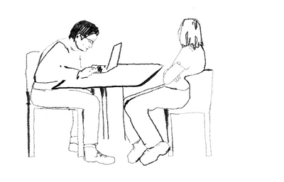 Illustration People Sitting at Table